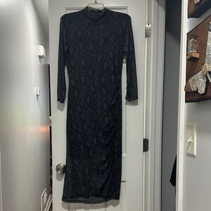 Sanctuary Black Snake Print Long Sleeve Dress